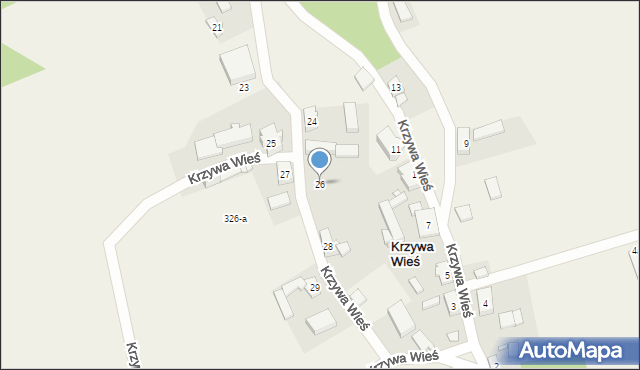Krzywa Wieś, Krzywa Wieś, 26, mapa Krzywa Wieś