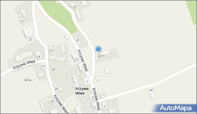 Krzywa Wieś, Krzywa Wieś, 9, mapa Krzywa Wieś