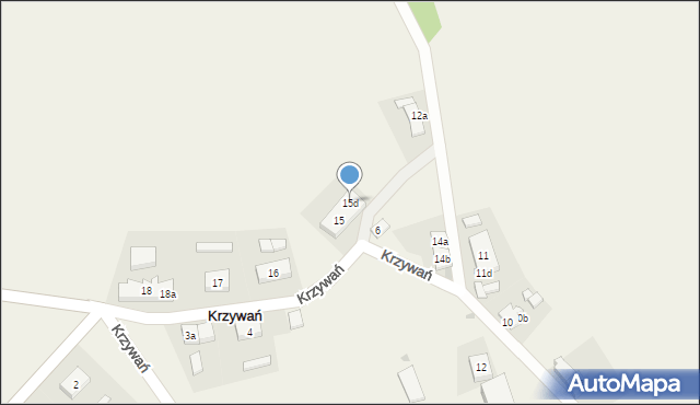 Krzywań, Krzywań, 15d, mapa Krzywań