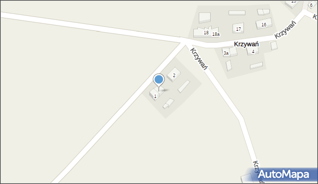 Krzywań, Krzywań, 1a, mapa Krzywań