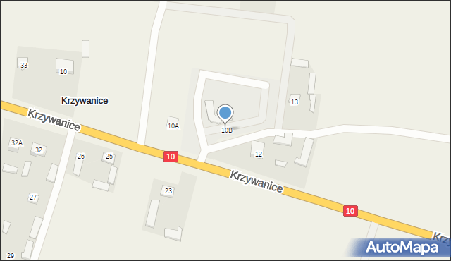 Krzywanice, Krzywanice, 10B, mapa Krzywanice