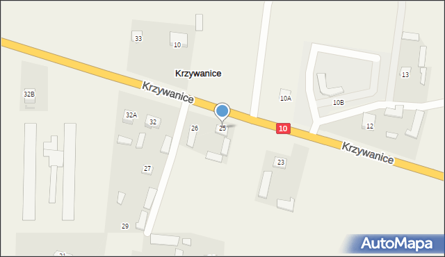 Krzywanice, Krzywanice, 25, mapa Krzywanice