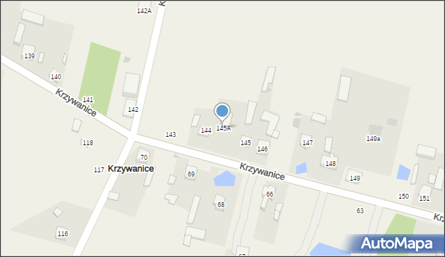 Krzywanice, Krzywanice, 145A, mapa Krzywanice