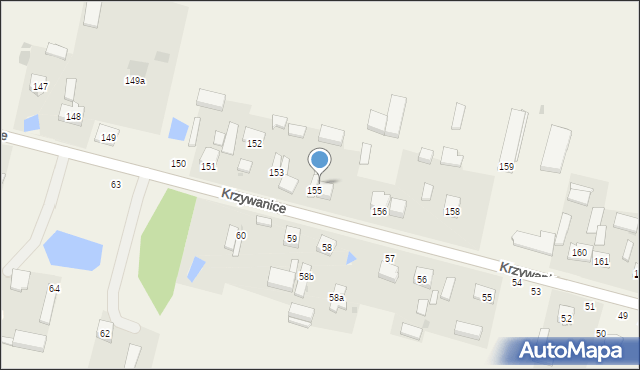 Krzywanice, Krzywanice, 155a, mapa Krzywanice