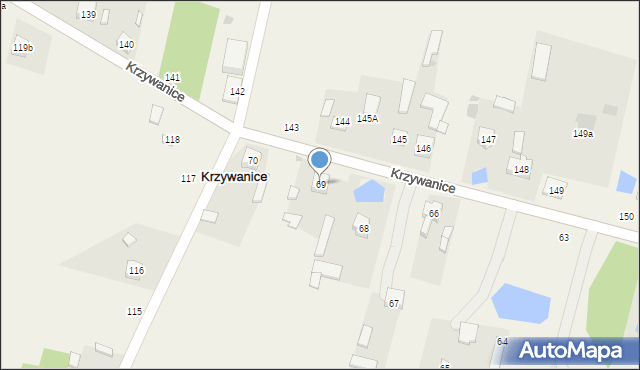 Krzywanice, Krzywanice, 69, mapa Krzywanice