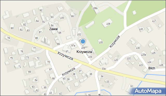 Krzywcza, Krzywcza, 103, mapa Krzywcza