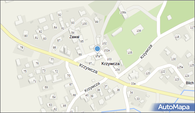 Krzywcza, Krzywcza, 97a, mapa Krzywcza