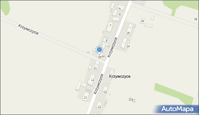 Krzywczyce, Krzywczyce, 10, mapa Krzywczyce