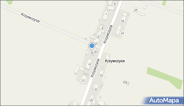 Krzywczyce, Krzywczyce, 11, mapa Krzywczyce