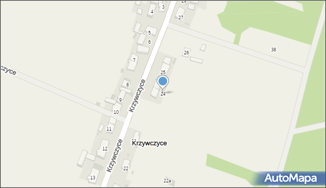 Krzywczyce, Krzywczyce, 24, mapa Krzywczyce