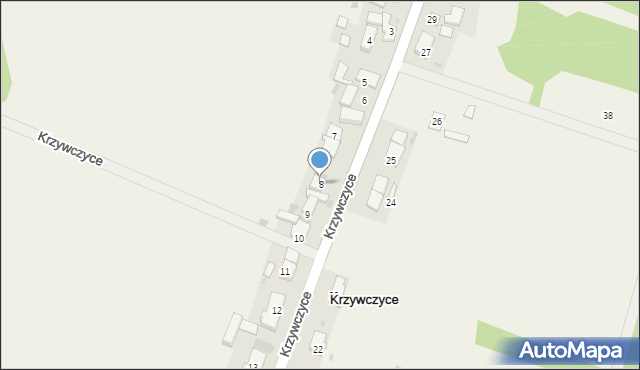 Krzywczyce, Krzywczyce, 8, mapa Krzywczyce