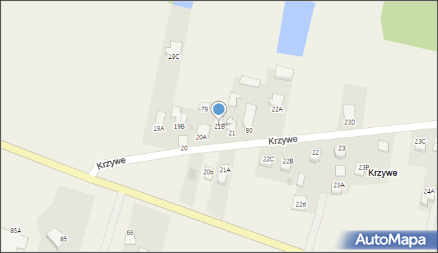 Krzywe, Krzywe, 21B, mapa Krzywe