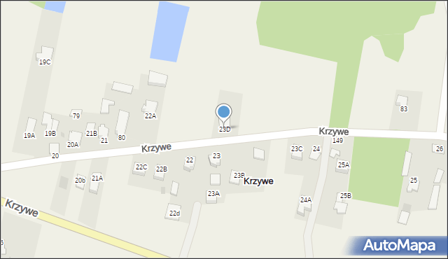 Krzywe, Krzywe, 23D, mapa Krzywe