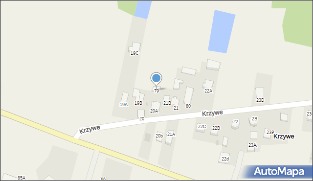 Krzywe, Krzywe, 79, mapa Krzywe