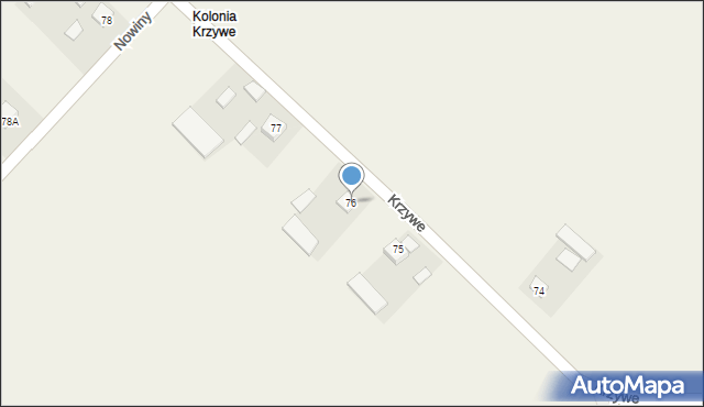 Krzywe, Krzywe, 76, mapa Krzywe