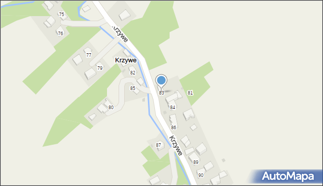 Krzywe, Krzywe, 83, mapa Krzywe