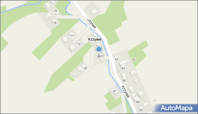 Krzywe, Krzywe, 85, mapa Krzywe