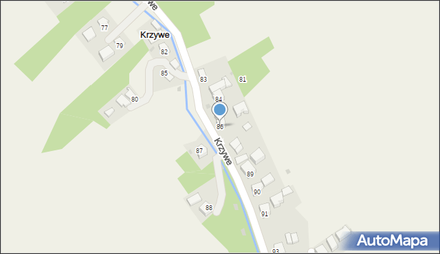 Krzywe, Krzywe, 86, mapa Krzywe