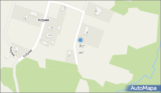 Krzywe, Krzywe, 29, mapa Krzywe