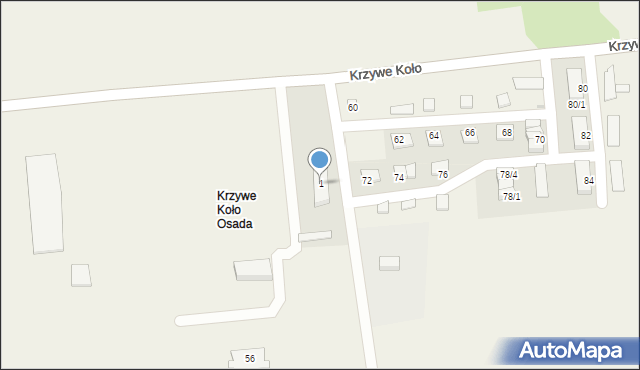 Krzywe Koło, Krzywe Koło, 1, mapa Krzywe Koło