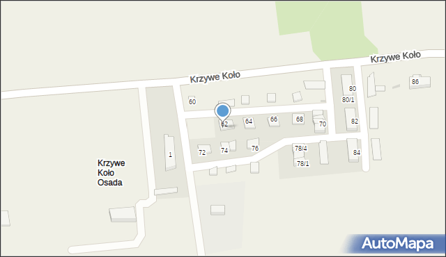 Krzywe Koło, Krzywe Koło, 62/2, mapa Krzywe Koło