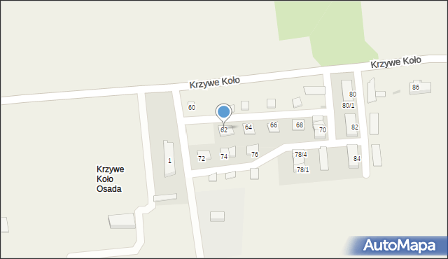 Krzywe Koło, Krzywe Koło, 62, mapa Krzywe Koło