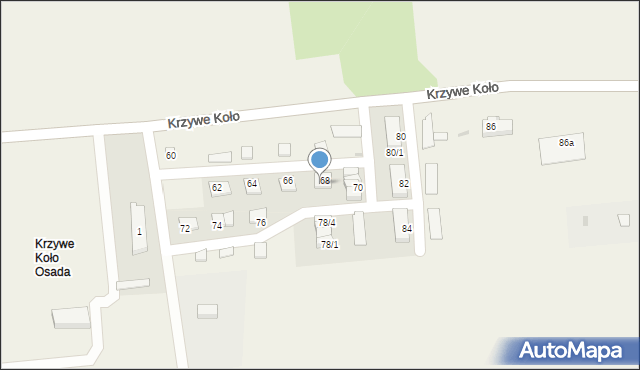 Krzywe Koło, Krzywe Koło, 68/2, mapa Krzywe Koło