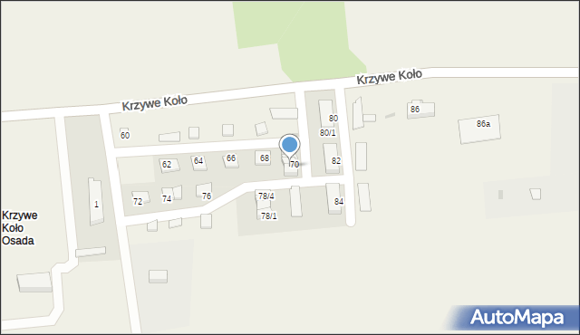 Krzywe Koło, Krzywe Koło, 70/2, mapa Krzywe Koło