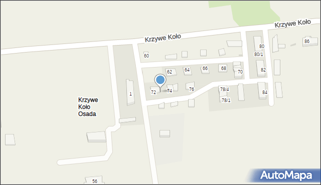 Krzywe Koło, Krzywe Koło, 72a, mapa Krzywe Koło