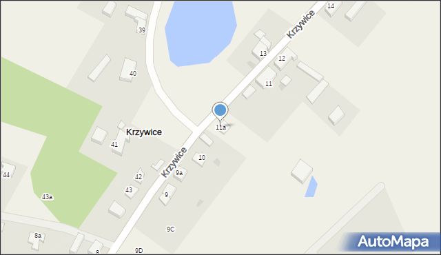 Krzywice, Krzywice, 11a, mapa Krzywice