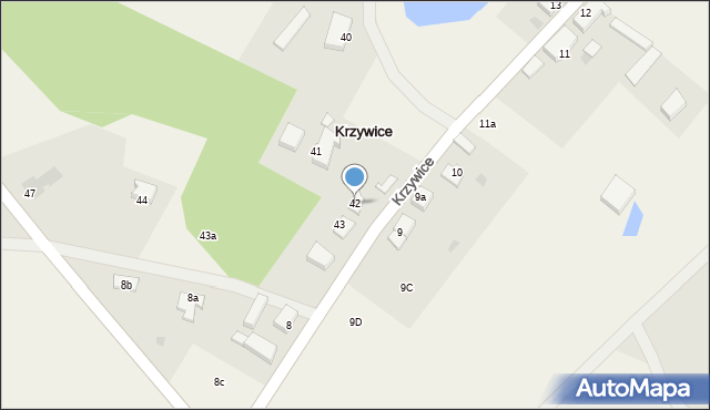 Krzywice, Krzywice, 42, mapa Krzywice