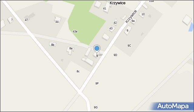 Krzywice, Krzywice, 8, mapa Krzywice