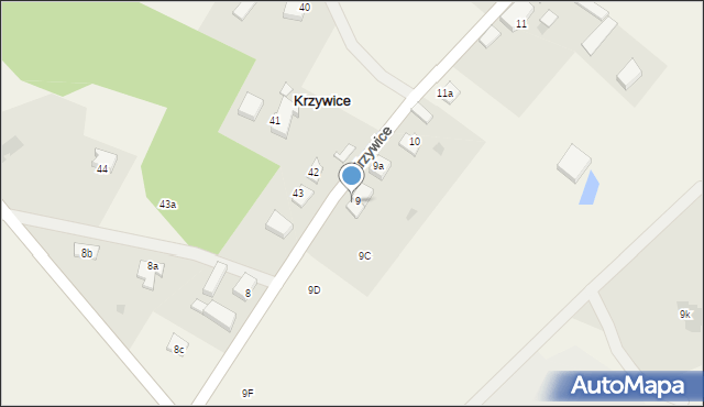 Krzywice, Krzywice, 9/1, mapa Krzywice