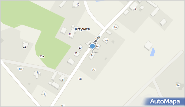 Krzywice, Krzywice, 9/2, mapa Krzywice