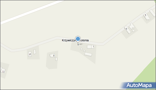 Krzywiczyny, Krzywiczyny-Kolonia, 8, mapa Krzywiczyny