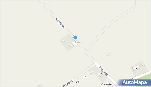 Krzywiec, Krzywiec, 11, mapa Krzywiec