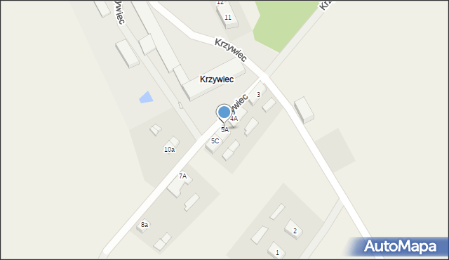 Krzywiec, Krzywiec, 5A, mapa Krzywiec