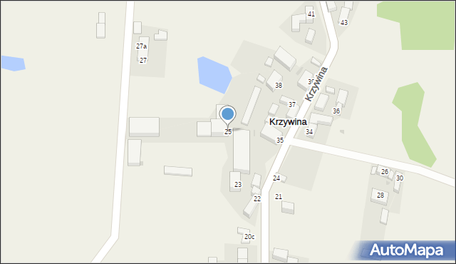 Krzywina, Krzywina, 25, mapa Krzywina