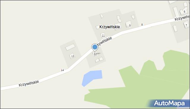 Krzywińskie, Krzywińskie, 12, mapa Krzywińskie