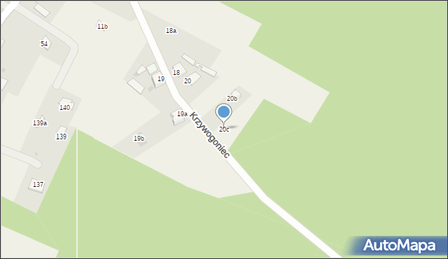 Krzywogoniec, Krzywogoniec, 20c, mapa Krzywogoniec