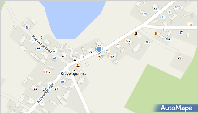 Krzywogoniec, Krzywogoniec, 25, mapa Krzywogoniec