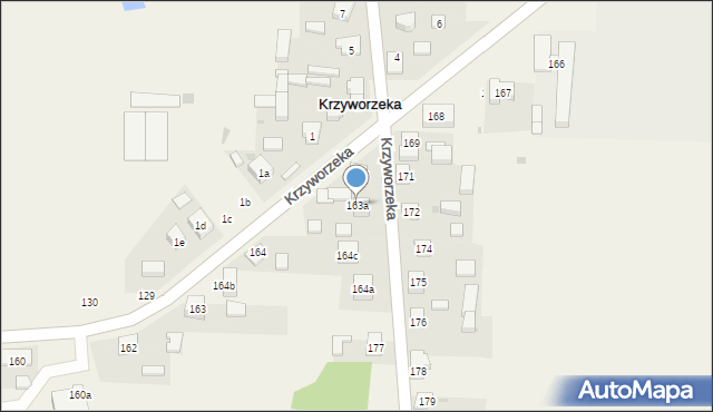 Krzyworzeka, Krzyworzeka, 163a, mapa Krzyworzeka