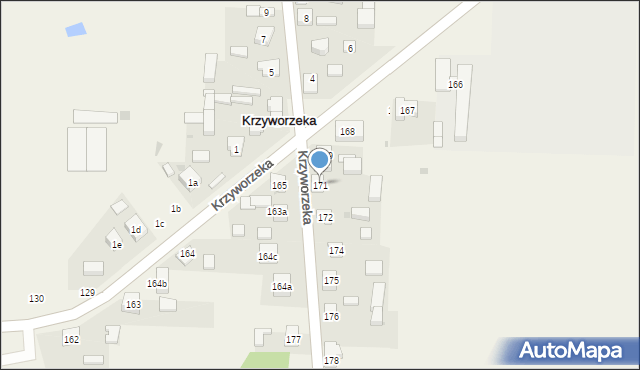 Krzyworzeka, Krzyworzeka, 171, mapa Krzyworzeka