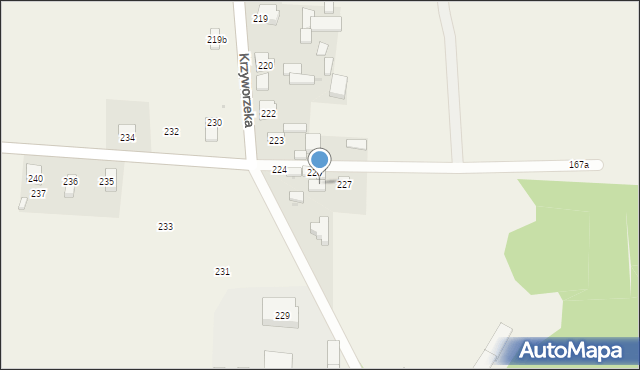 Krzyworzeka, Krzyworzeka, 226a, mapa Krzyworzeka