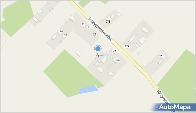 Krzywowierzba, Krzywowierzba, 28, mapa Krzywowierzba