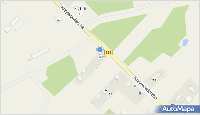Krzywowierzba, Krzywowierzba, 34, mapa Krzywowierzba