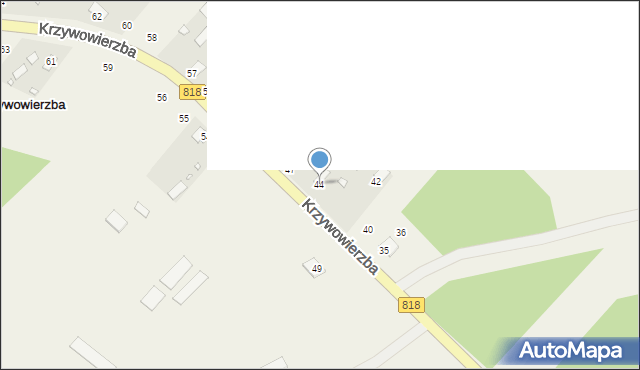 Krzywowierzba, Krzywowierzba, 44, mapa Krzywowierzba