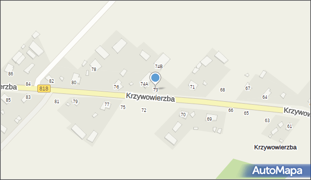 Krzywowierzba, Krzywowierzba, 73, mapa Krzywowierzba