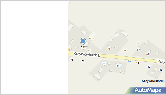 Krzywowierzba, Krzywowierzba, 74A, mapa Krzywowierzba