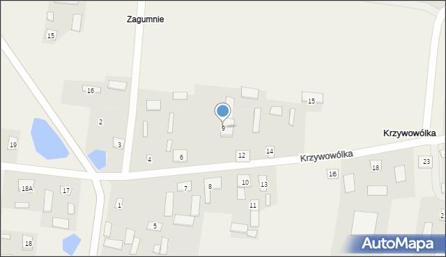 Krzywowólka, Krzywowólka, 9, mapa Krzywowólka